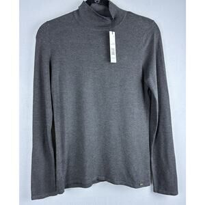 Nwt Tahari Sz Sm Mock Neck Dk Gray Rayon Nylon LS Capsule Career Profess Sweater
